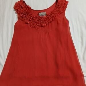 Baraschi by Anthropology small red tank with floral detailed neckline